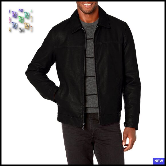 Classic Faux Leather Jacket Aviator Style Quilted Lining Adjustable Cuffs